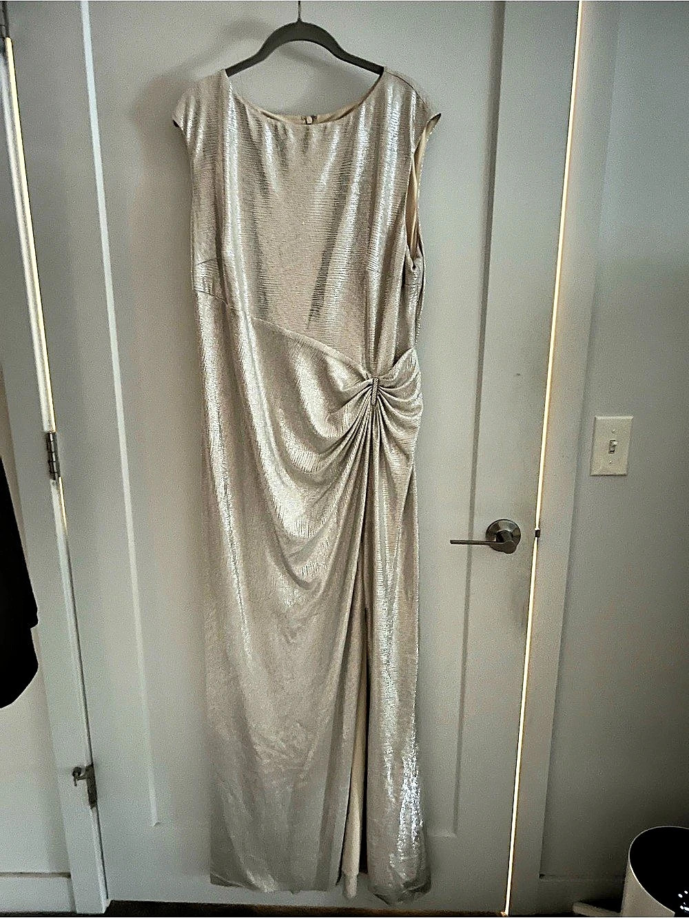 Lauren Ralph Lauren Buckle-Trim champagne gown